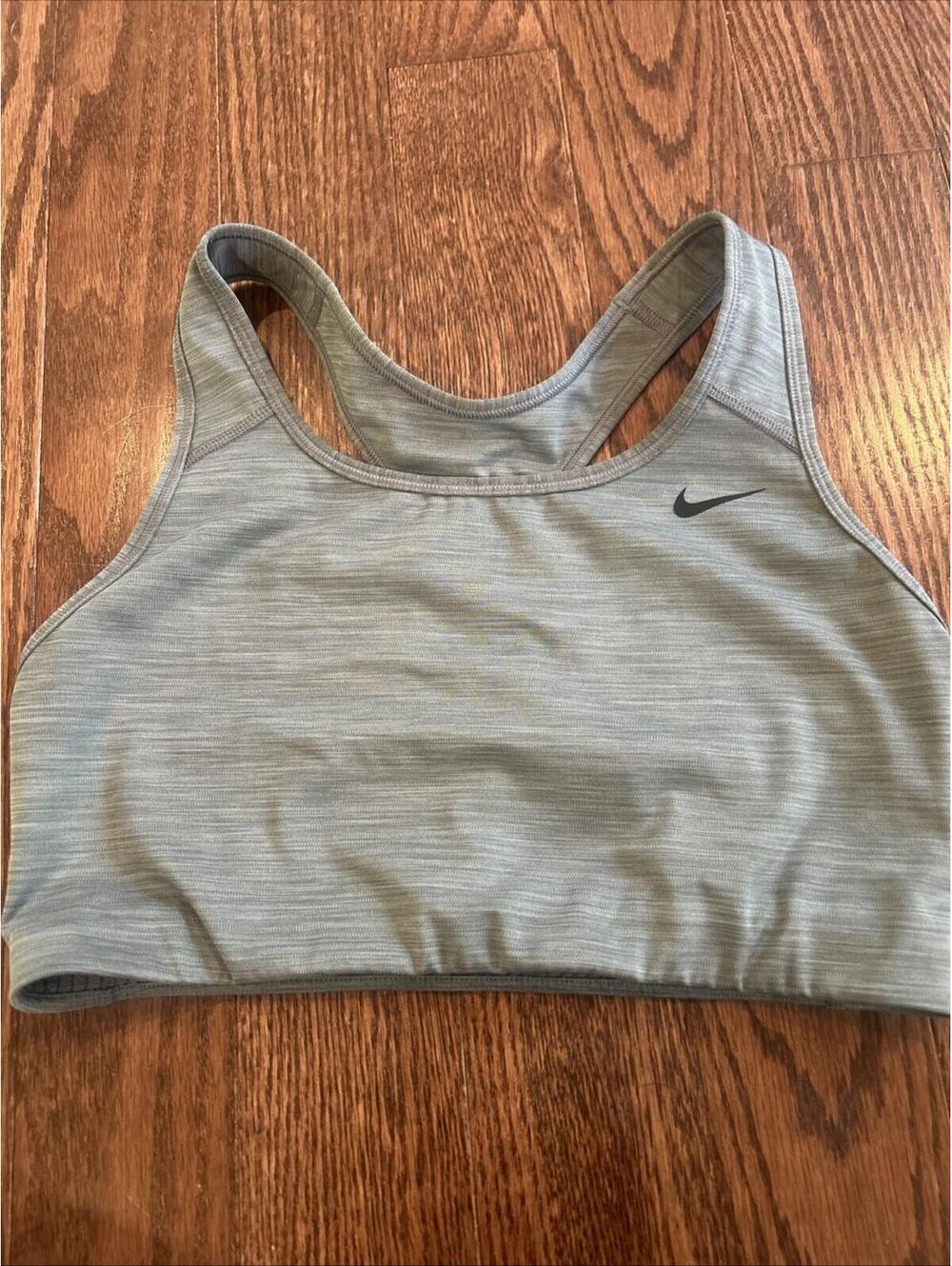 Nike Dri-FIT Racerback Sports Bra Gray Large Breathable Stretch